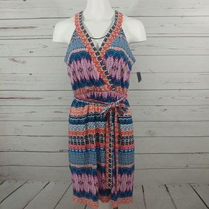 Tribal print wrap look dress
